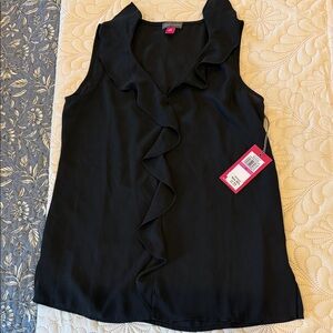 Vince Camuto Black Ruffle Sleeveless Blouse